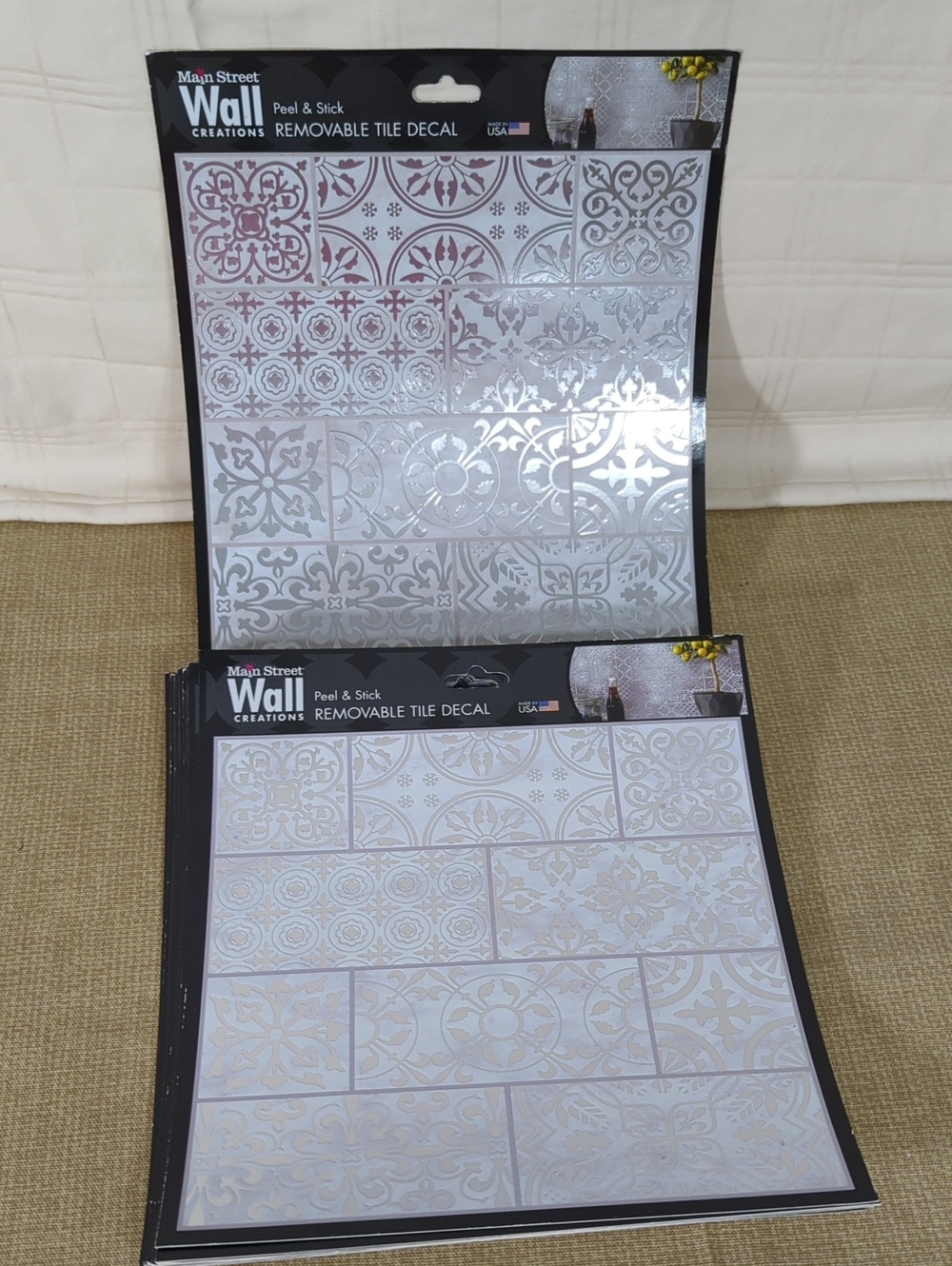 Main Street Wall Creations Peal & Stick Tile Decal Silver Inlay Lot Of 17